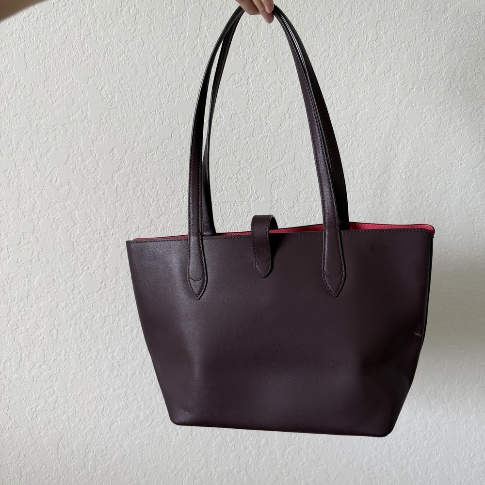 Kate Spade Kaci Medium Clover Tote - Chocolate Cherry Exterior, Red Inside - Picture 3 of 10